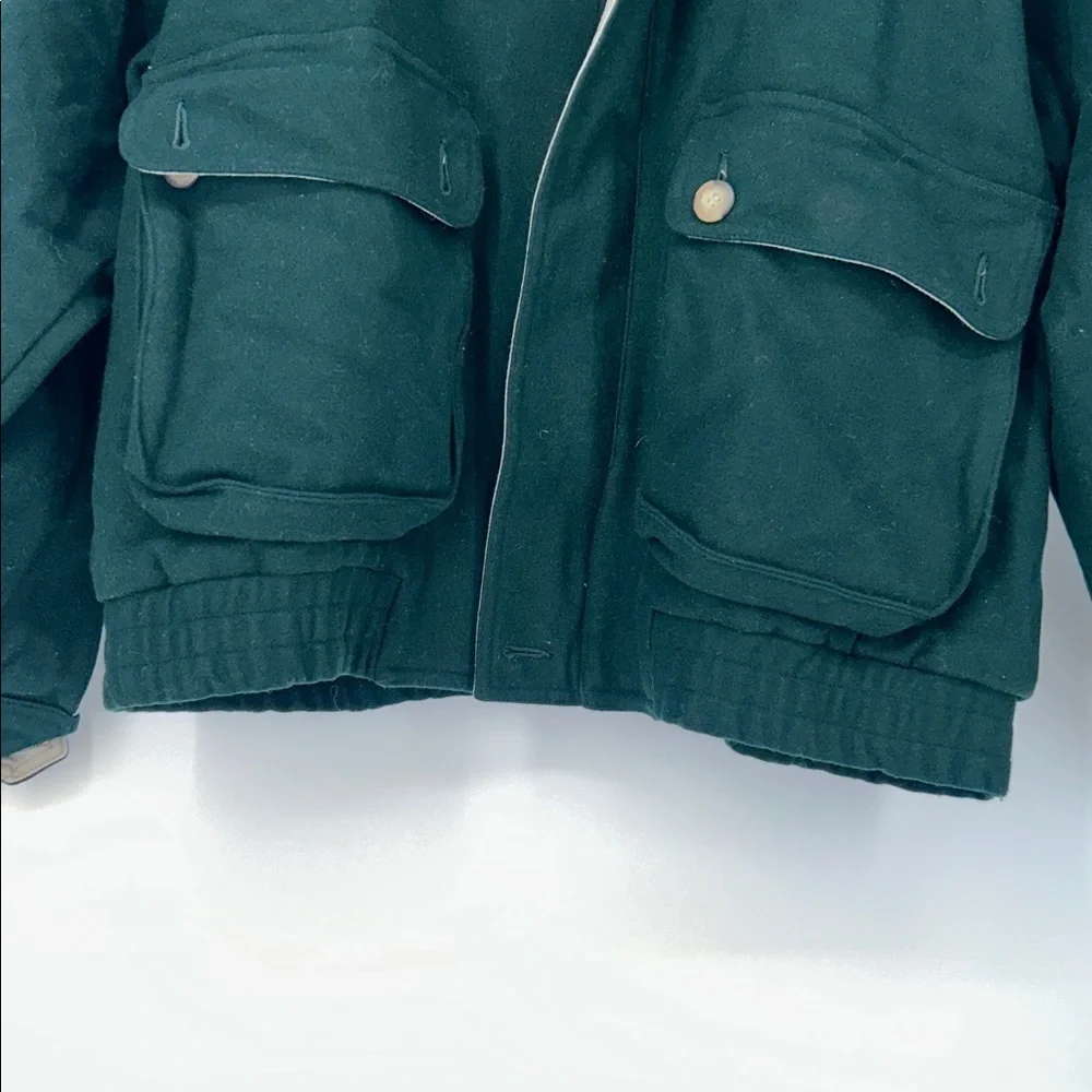 Vintage Boston Traders Men’s  Wool Blend Green Bomber Jacket Size M Zip Front